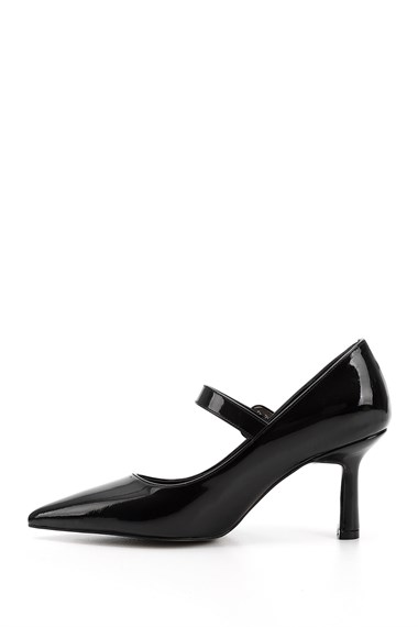 Womens Black Patent Leather Pointed Toe Thin Heel Shoes