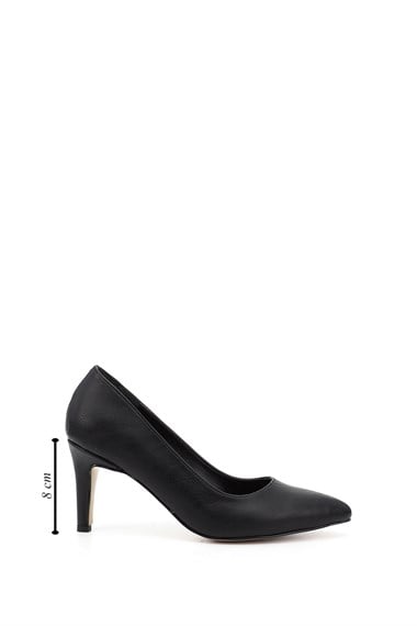 Kadın Siyah Sivri Burun İnce Ökçe Topuklu Stiletto