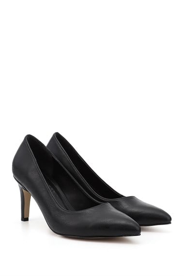 Kadın Siyah Sivri Burun İnce Ökçe Topuklu Stiletto