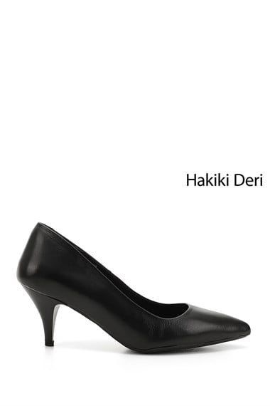 Womens Black Pointed Toe Mid Heel Stiletto