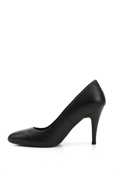 Womens Black Pointed Toe Thin Heel Genuine Leather Stiletto