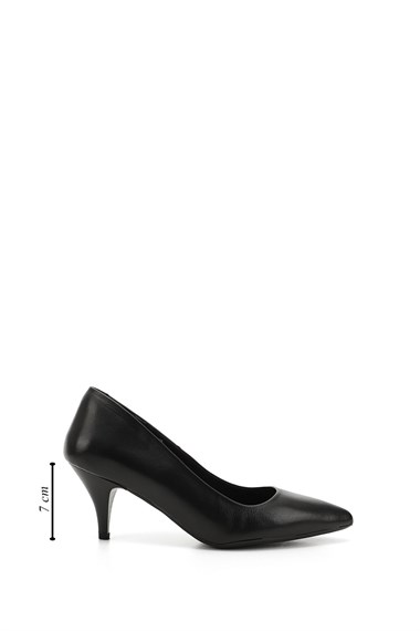 Womens Black Pointed Toe Mid Heel Stiletto