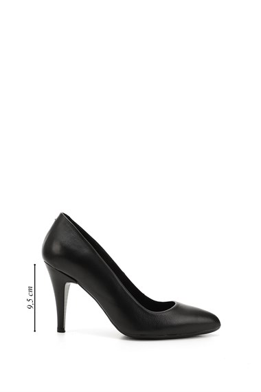 Womens Black Pointed Toe Thin Heel Genuine Leather Stiletto