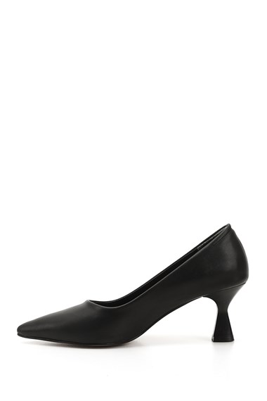 Kadın Siyah Sivri Burun Kadeh Ökçe Stiletto