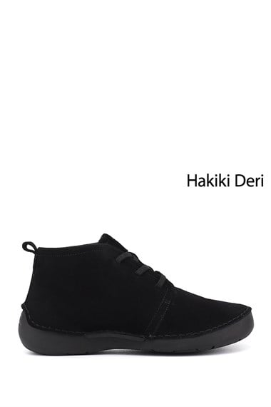Womens Black Suede Lace-up Genuine Leather Comfort Boots