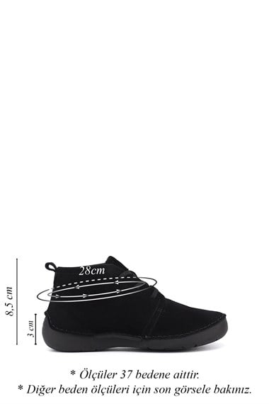 Womens Black Suede Lace-Up Genuine Leather Comfort Boots