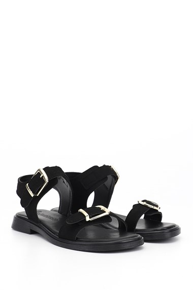 Kadın Siyah Süet Bilek Bantlı Sandalet