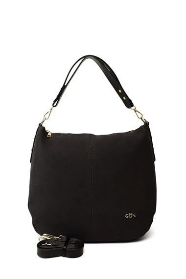 Womens Black Suede Hand and Shoulder Bag