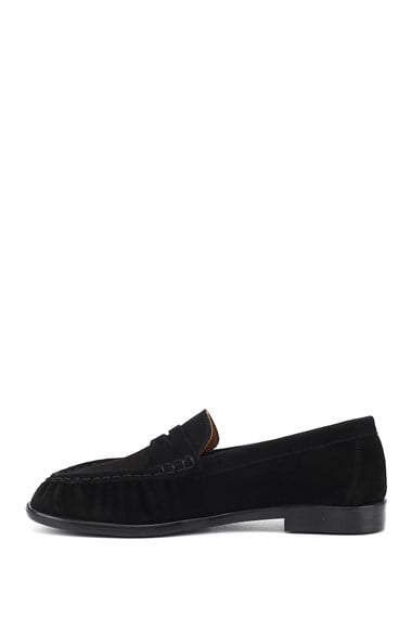 Kadın Siyah Süet Hakiki Deri Comfort Loafer