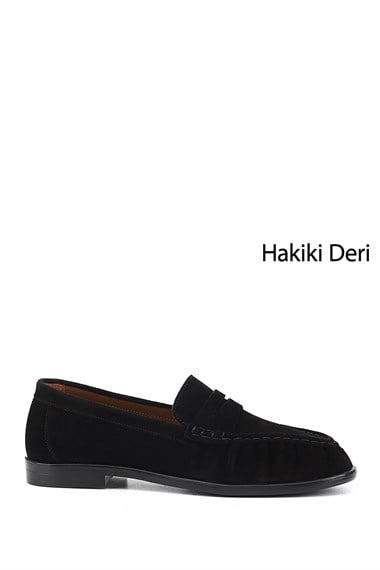 Kadın Siyah Süet Hakiki Deri Comfort Loafer