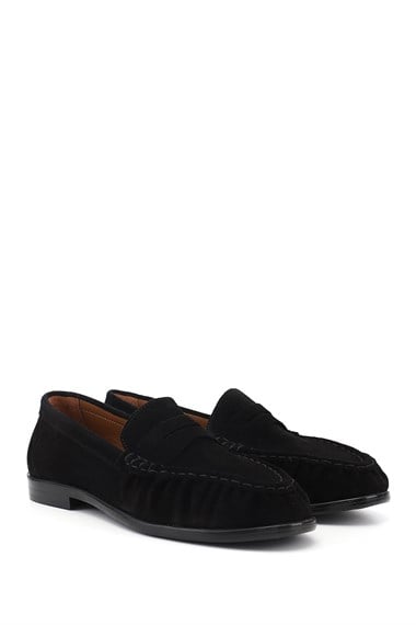 Kadın Siyah Süet Hakiki Deri Comfort Loafer