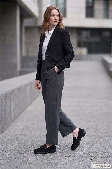 Womens Black Suede Loafer Shoes