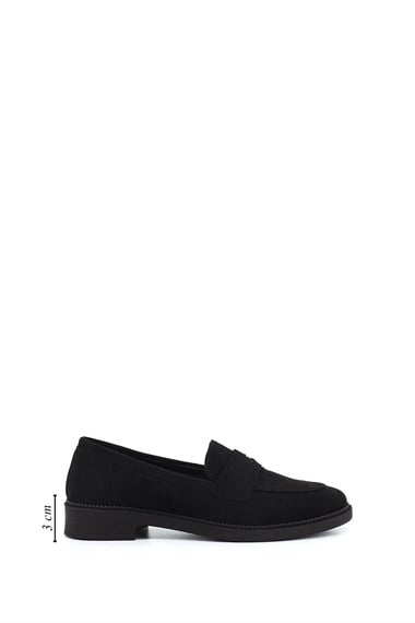 Kadın Siyah Süet Loafer Ayakkabı