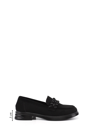 Kadın Siyah Süet Loafer Ayakkabı