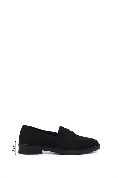 Kadın Siyah Süet Loafer Ayakkabı