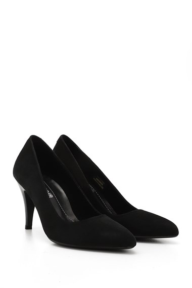 Womens Black Suede Pointed Toe Thin Heel Genuine Leather Stiletto