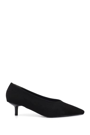 Kadın Siyah Süet Sivri Burun İnce Topuklu Stiletto