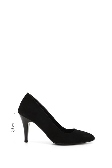 Womens Black Suede Pointed Toe Thin Heel Genuine Leather Stiletto