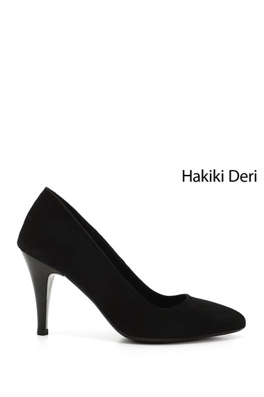 Womens Black Suede Pointed Toe Thin Heel Genuine Leather Stiletto