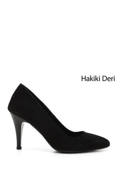 Womens Black Suede Pointed Toe Thin Heel Genuine Leather Stiletto