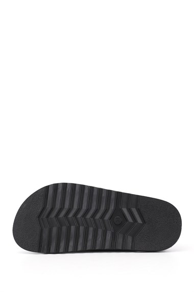 Womens Black Suede Buckled Slippers