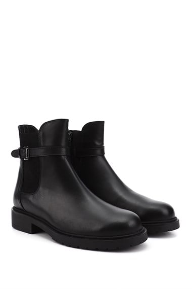 Womens Black Thermo Sole Genuine Leather Chelsea Boots