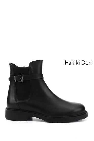 Womens Black Thermo Sole Genuine Leather Chelsea Boots