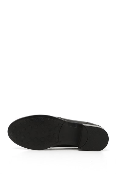 Kadın Siyah Tokalı Hakiki Deri Loafer Ayakkabı