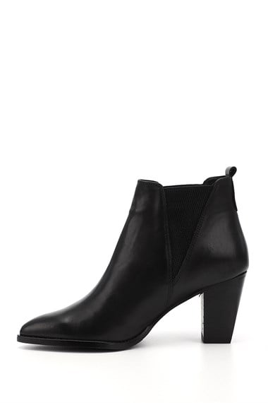 Womens Black Heeled Genuine Leather Chelsea Boots