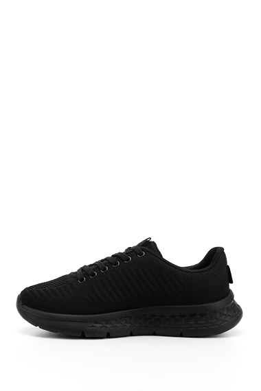 Kadın Siyah Triko Bağcıklı Comfort Dolgu Taban Sneaker
