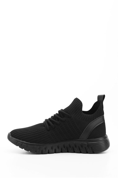 Kadın Siyah Triko Bağcıklı Memory Foam Tabanlıklı Comfort Sneaker