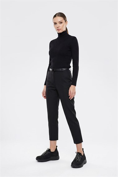 Kadın Siyah Triko Bağcıklı Memory Foam Tabanlıklı Comfort Sneaker