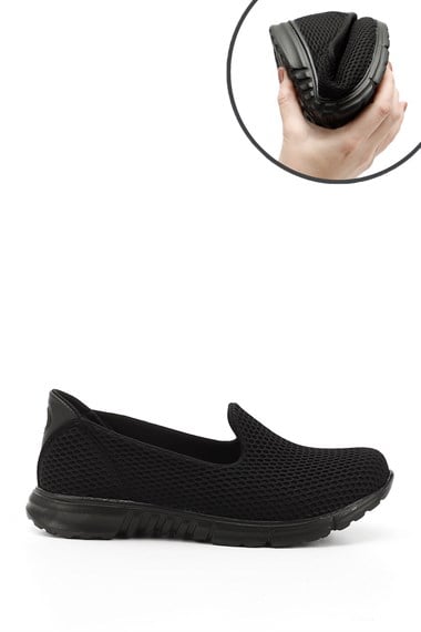 Kadın Siyah Triko Memory Foam Tabanlıklı Comfort Sneaker