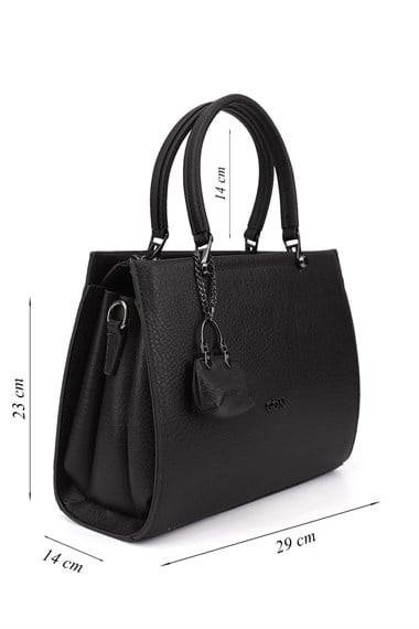 Womens Black Long Strapped Hand and Shoulder Bag