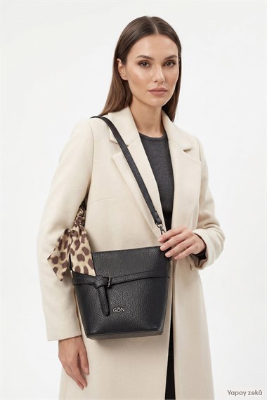 Womens Black Long Strapped Shoulder Bag