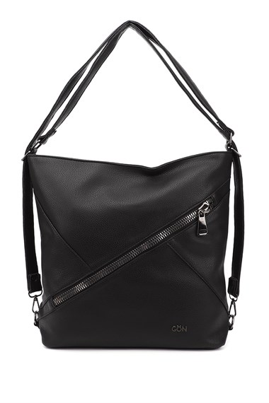 Womens Black Long Strap Shoulder and Backpack Bag