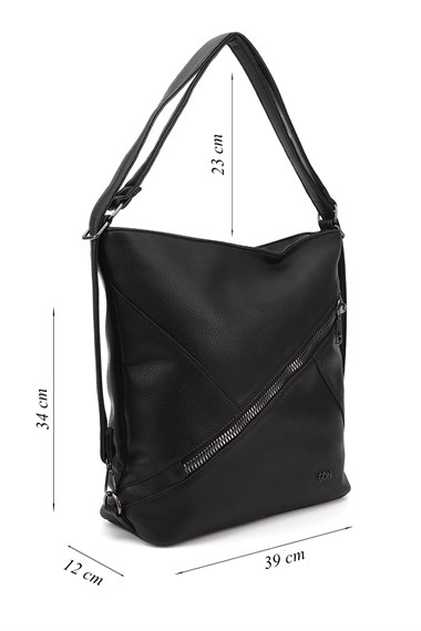 Womens Black Long Strap Shoulder and Backpack Bag