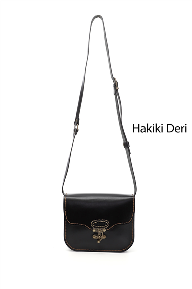 Kadın Siyah Vaketa Hakiki Deri Omuz ve Postacı Çantası