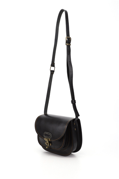 Womens Black Vaketa Genuine Leather Shoulder and Messenger Bag