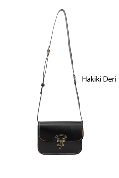 Kadın Siyah Vaketa Hakiki Deri Omuz ve Postacı Çantası