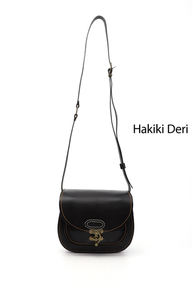 Kadın Siyah Vaketa Hakiki Deri Omuz ve Postacı Çantası