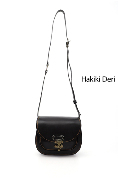 Womens Black Vaketa Genuine Leather Shoulder and Messenger Bag