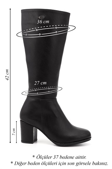 Womens Black Pointed Toe Bellows Chunky Heel Genuine Leather Boots