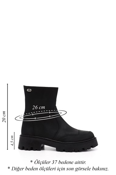 Womens Black Round Toe Zip-Up Boots