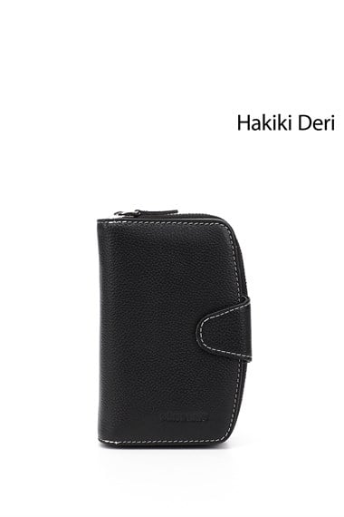 Kadın Siyaha Antrasit Dikey Hakiki Deri Cüzdan