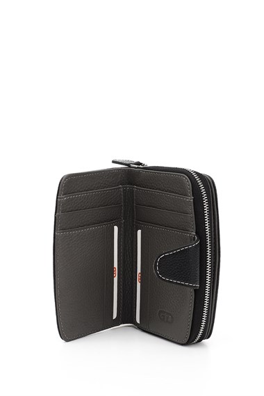 Kadın Siyaha Antrasit Dikey Hakiki Deri Cüzdan