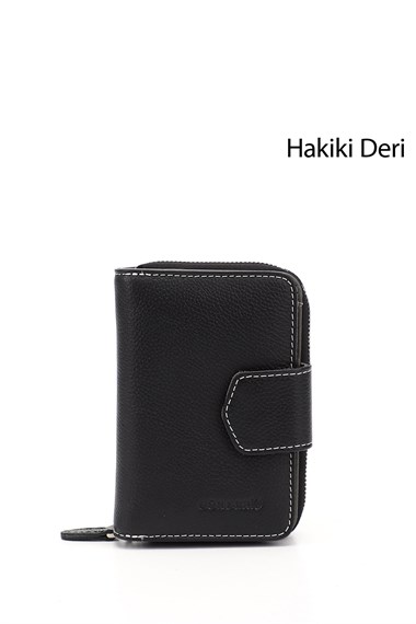 Kadın Siyaha Antrasit Dikey Hakiki Deri Cüzdan