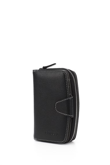 Kadın Siyaha Antrasit Dikey Hakiki Deri Cüzdan