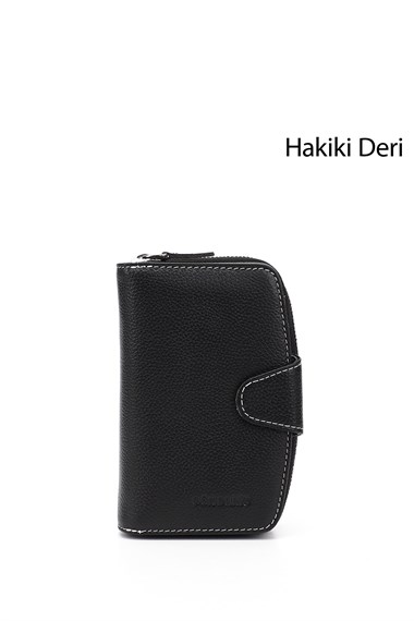 Kadın Siyaha Antrasit Dikey Hakiki Deri Cüzdan