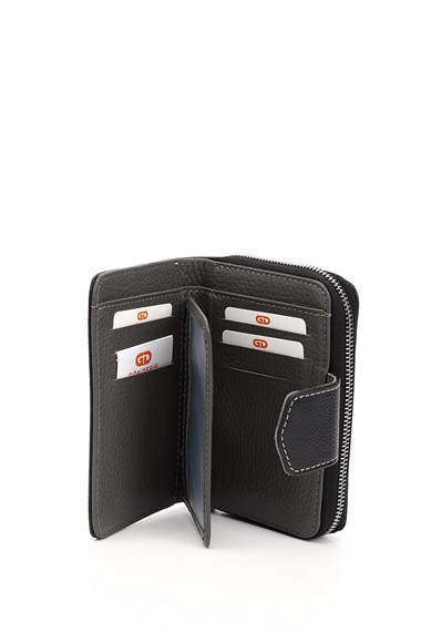 Kadın Siyaha Antrasit Dikey Hakiki Deri Cüzdan